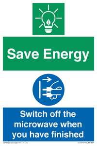 Save energy. Switch off the microwave when you have finished